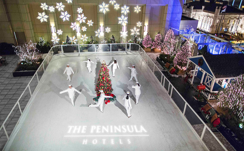 Synthethic ice rink at the Peninsula Hotel Chicago