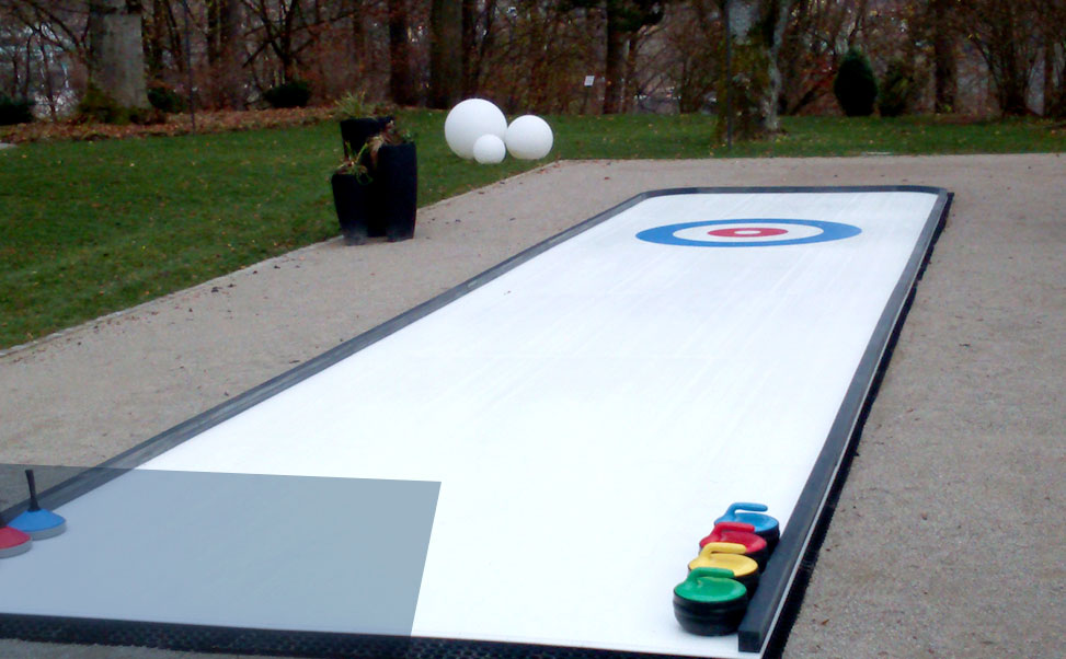 Synthetic ice for curling
