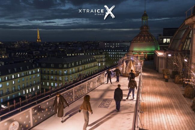 Patinoire synthétique à Printemps Paris par Xtraice